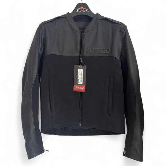 Icon Men’s Accelerant Stealth Motorcycle Jacket Medium Black Leather Textile NWT - Picture 1 of 9